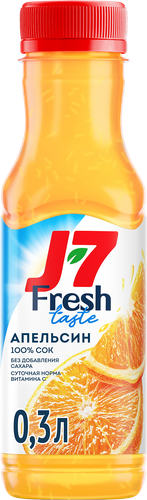 

Сок J7 Fresh Taste апельсиновый охлажденный 300 мл