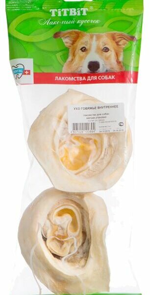 Лакомство для собак Titbit Ухо говяжье внутреннее
