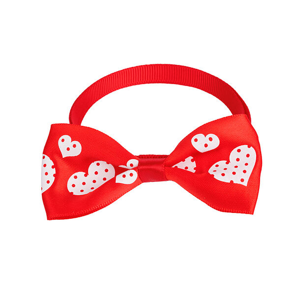 Галстук-бант для кошек и собак красный сердечки, 20-35 см