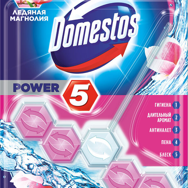Блок для очищения унитаза Power 5 «Ледяная магнолия» Domestos