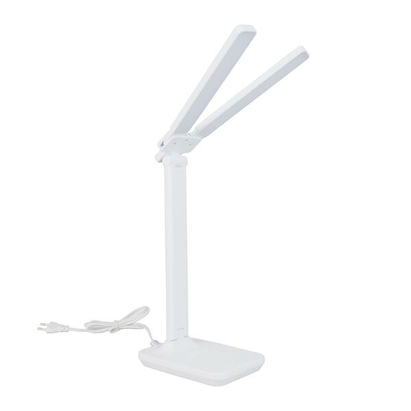 Лампа настольная Ultraflash LED, 12 Вт, 6000К, 3 уровня яркости, 2 плафона, кожа, белый