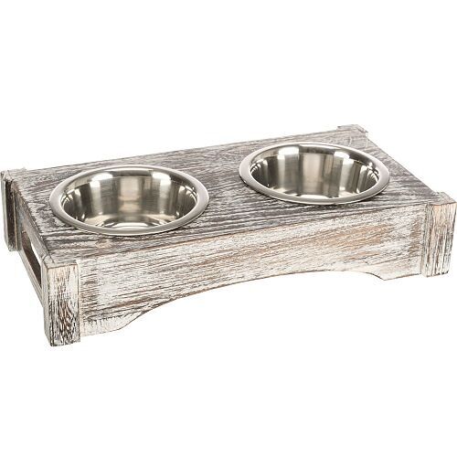 Набор стальных мисок на деревянной подставке, 2х0,45л, D=12см, 36х19х7см