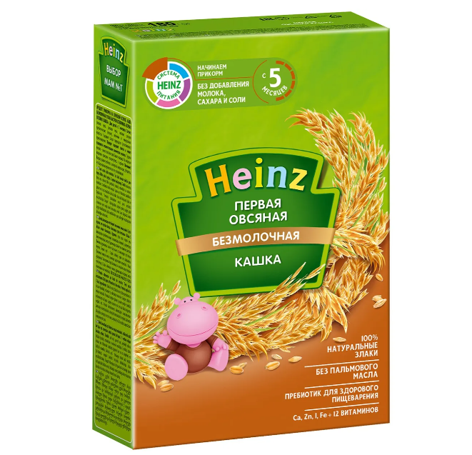 

Каша безмолочная Heinz Первая овсянка с 5 месяцев 180 г