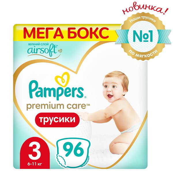 PAMPERS Подгузники-трусики PremiumCare Pants д/мальч и девочек Midi (6-11кг) Мега Супер Упаковка 96