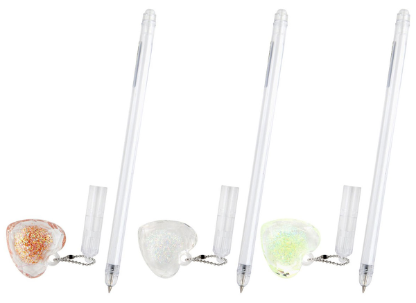 Ручка шариковая Юнлайндия Хрустальное сердце с подвеской синяя в ассортименте