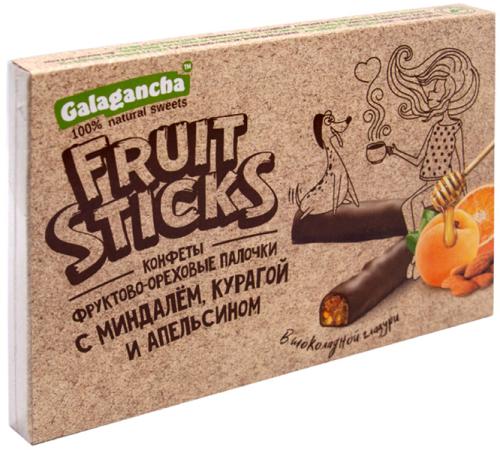 

Конфеты Galagancha Fruit Sticks с миндалём, курагой, апельсином в шоколадной глазури 175 г