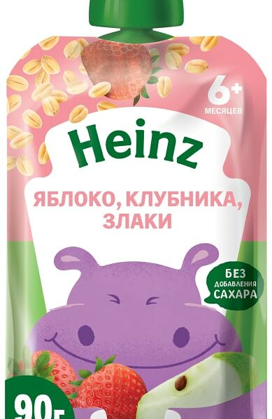 Пюре Heinz Яблоко-Клубника-Злаки с 6 месяцев 90г