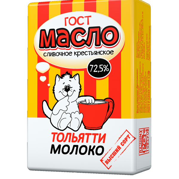 Масло сливочное Тольяттимолоко крестьянское 72.5%