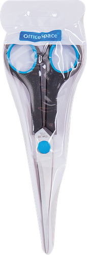 

Ножницы OfficeSpace 17.1 см, черные, с синими вставками, чехол
