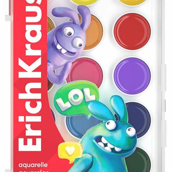 Краски акварельные Erich Krause Jolly Friends, 18 цветов