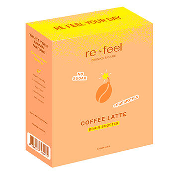 Кофе Re-feel латте Brain Booster саше 3 шт., 60 г, Россия