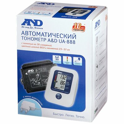 Тонометр A&D UA-888 манжета 23-37 см с мини-адаптером