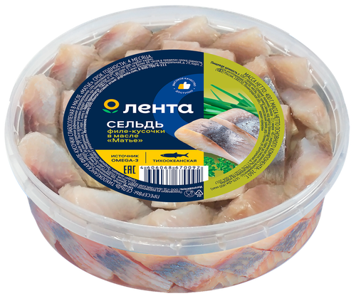 

Сельдь Лента Матье филе-кусочки в масле 400 г