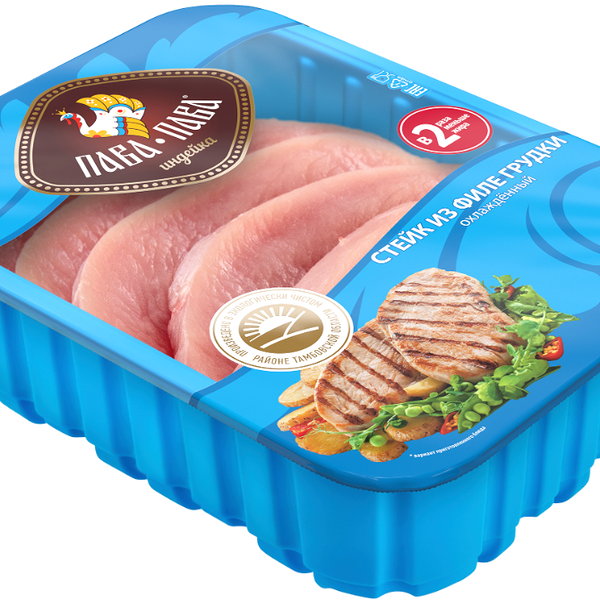 Стейк из филе грудки индейки охлаждённый Пава Пава