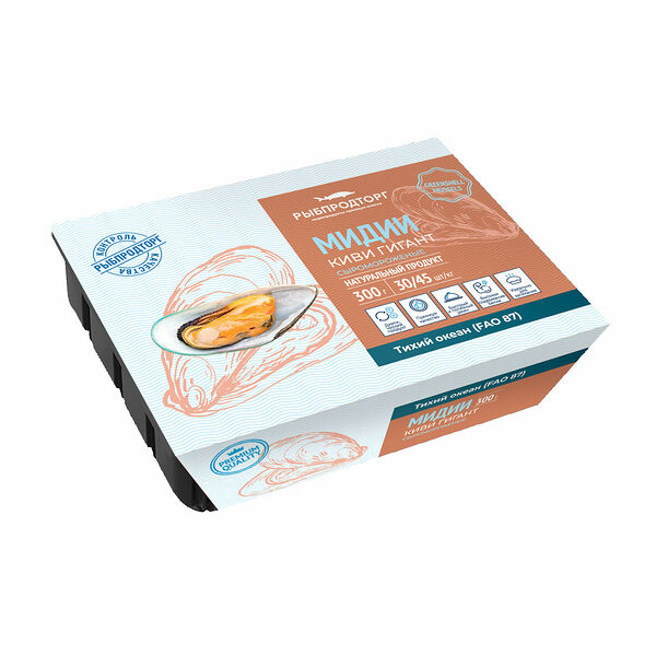 Мидии РыбПродТорг киви гигант 30/45 свежемороженые