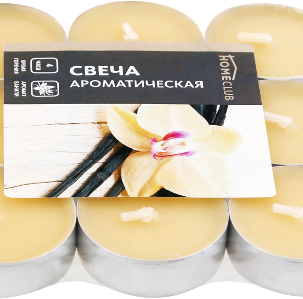 Свеча ароматическая чайная HOMECLUB Ваниль, 9шт