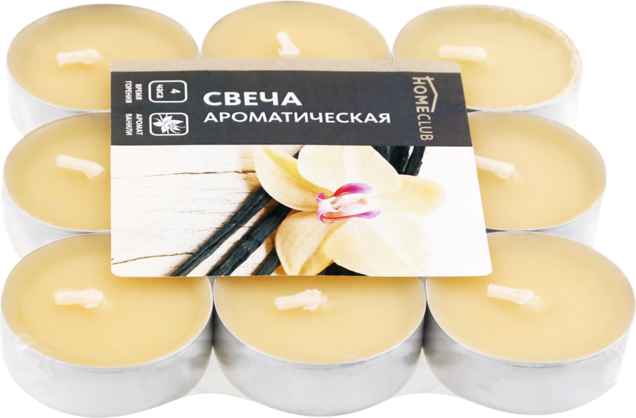 

Свеча ароматическая чайная HOMECLUB Ваниль 9 шт