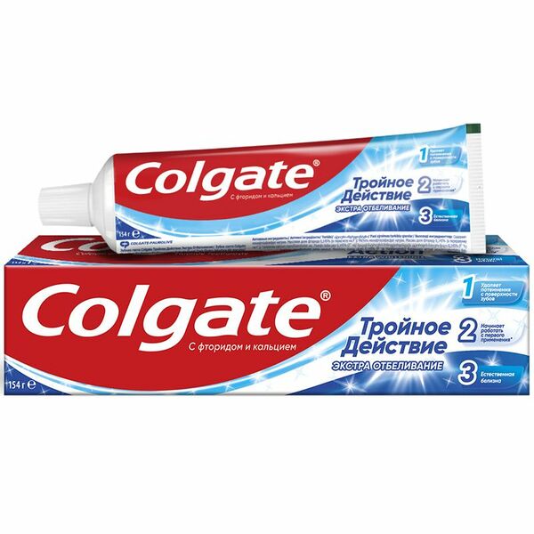 Зубная паста Colgate Тройное действие Экстра отбеливание для естественной белизны зубов, 100мл