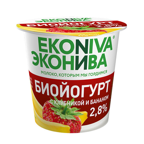 Биойогурт Эконива с клубникой и бананом 2,8%