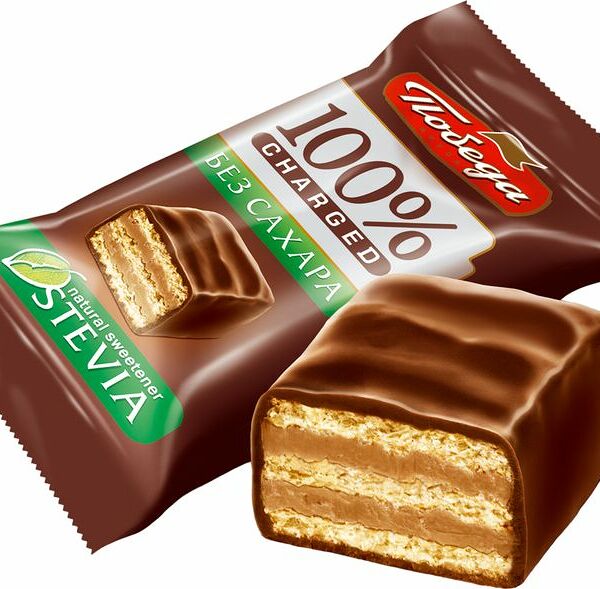 Конфеты Победа Вкуса Чаржед вафельные в горьком шоколаде без добавления сахара 200 г