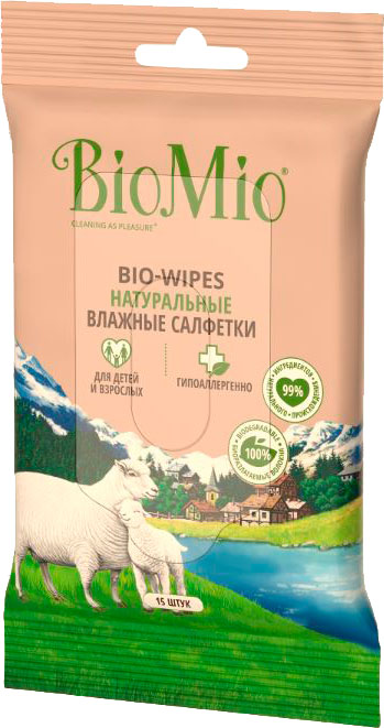 

Влажные салфетки BioMio Bio-wipes Натуральные с хлопком для детей и взрослых 15шт