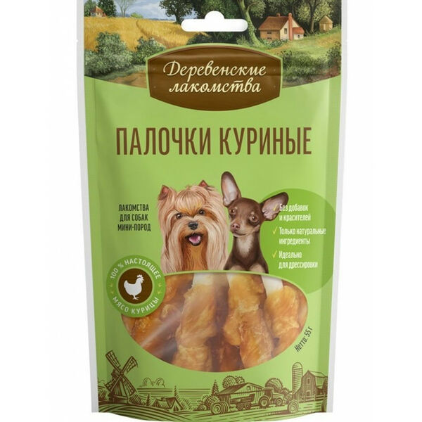 Деревенские лакомства Палочки куриные для мини-пород 55 г