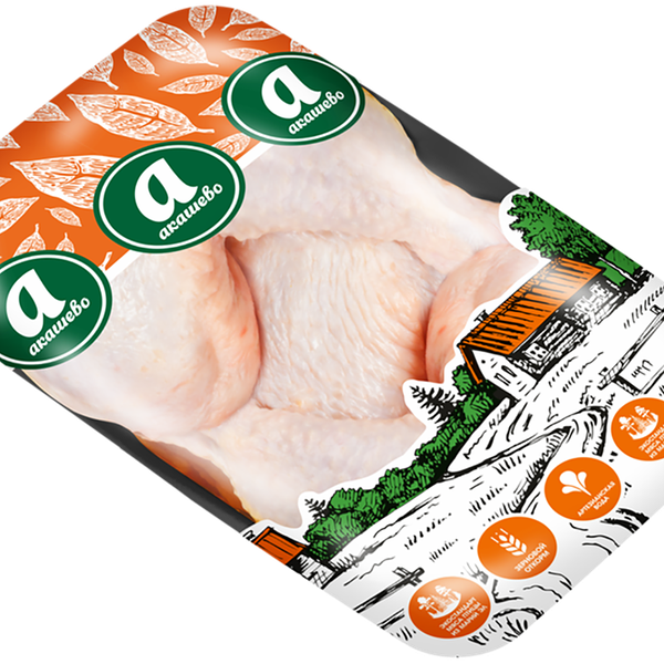 Окорочок куриный АКАШЕВО охл. подложка вес до 1.4 кг