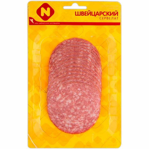 Сервелат варёно-копчёный Останкино Швейцарский в нарезке, 100г