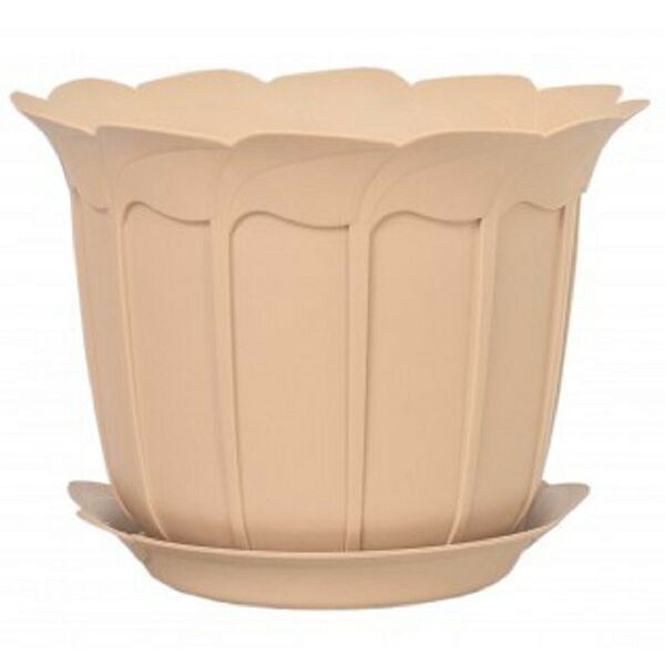 Кашпо-горшок Laura с поддоном, 28 см, 6 л, терракот, пластик