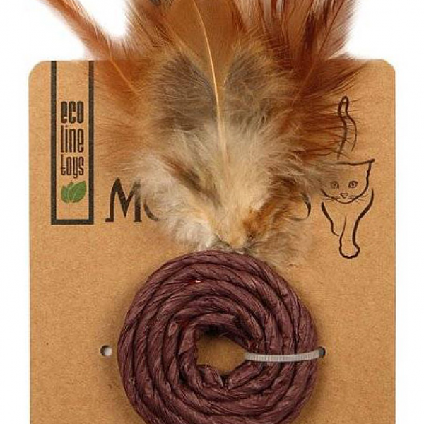 Игрушка для кошек Mon Tero колечко флисовое с перышками, 5 см фиолетовое в ассортименте