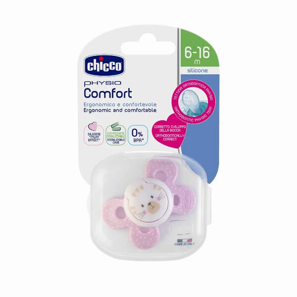 Chicco соска силиконовая Physio Comfort розовый 6-16m N1