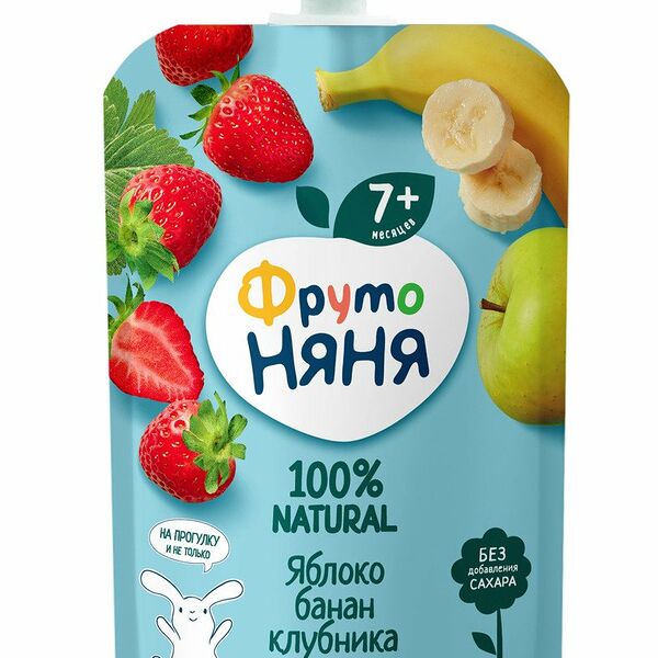 Десерт ФрутоНяня Яблоко, банан и клубника