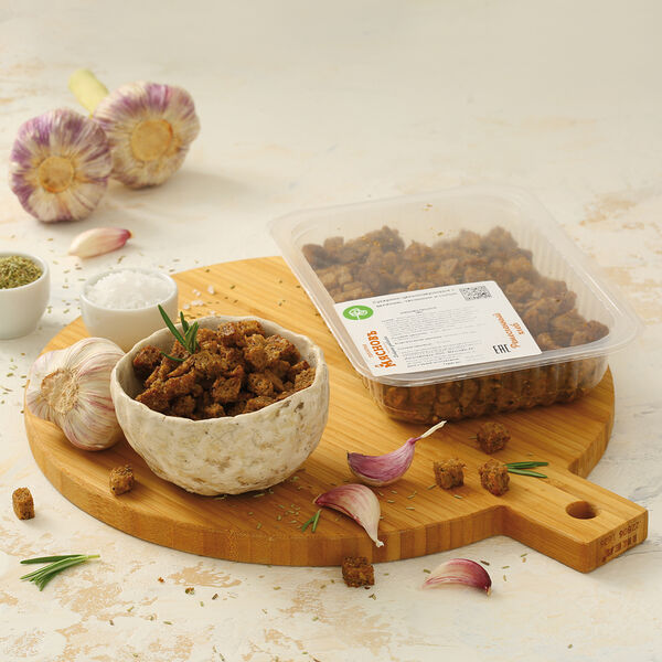 Сухарики цельнозерновые с зеленью, чесноком и солью МясновЪ Пекарня