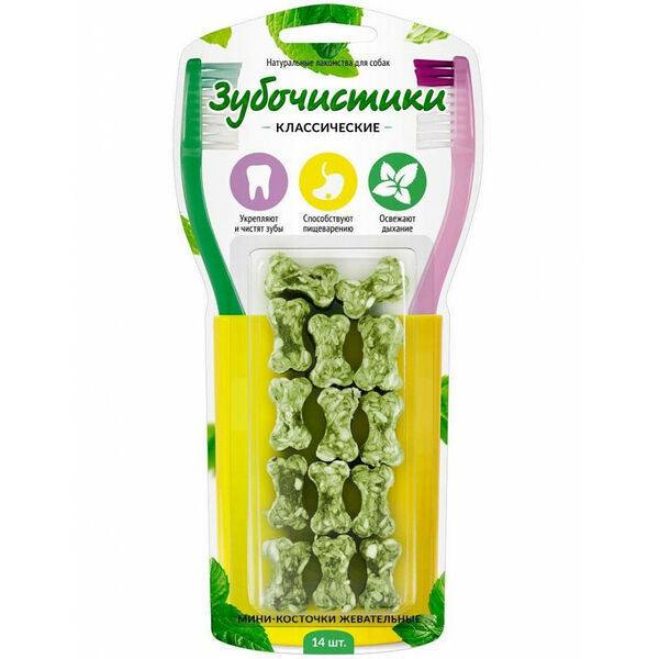 Мини-косточки жевательные для собак Деревенские лакомства Зубочистики классические 14 шт 60 г