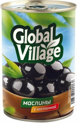 Маслины Global Village стерилизованные с косточкой, 425 г