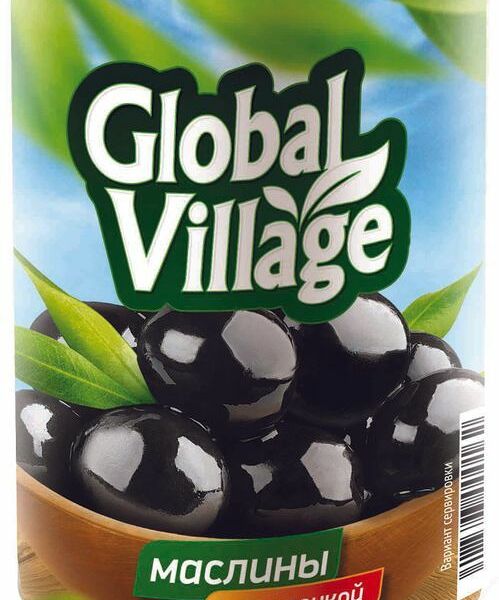 Маслины Global Village стерилизованные с косточкой, 425 г