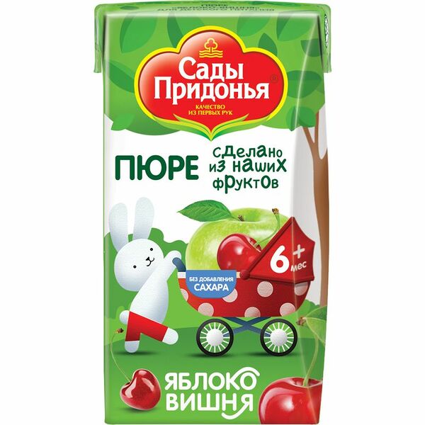 Пюре Сады Придонья яблоко-вишня с 6 месяцев, 125г