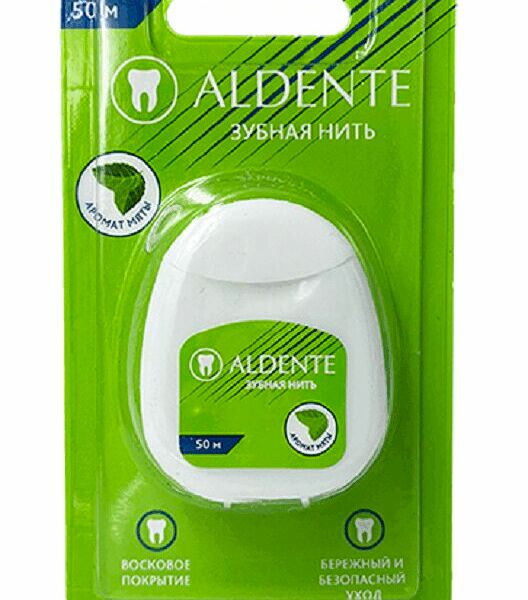 Зубная нить Aldente 50 м аромат мяты