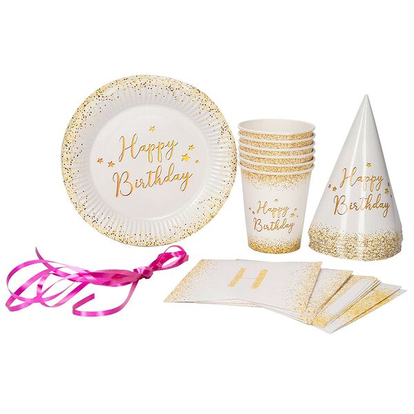 Набор бумажной посуды Страна карнавалия Happy birthday, 19 предметов