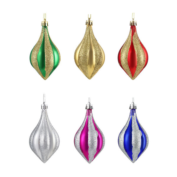 Сноу бум подвеска декоративная, двух цветная, с глиттером, 11 см, пластик, 6 цветов