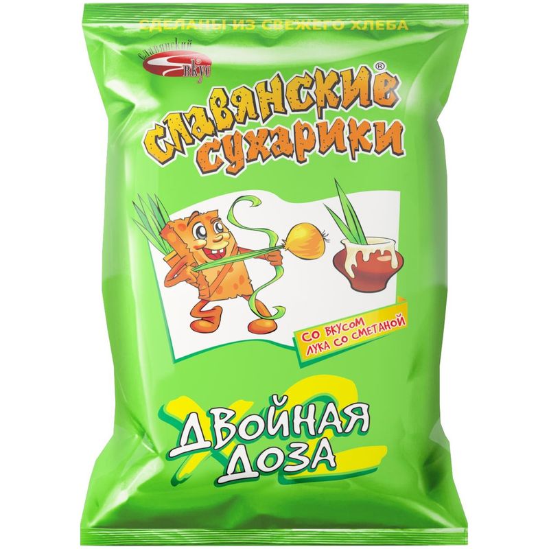 

Сухарики ДВОЙНАЯ ДОЗА со вкусом лука со сметаной 80 г