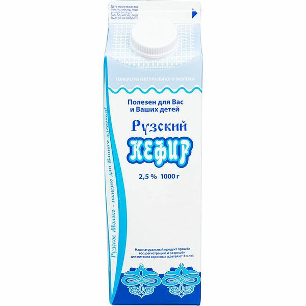 Кефир Рузское Молоко маложирный 2.5%, 1л