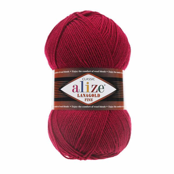 Пряжа ALIZE 'Lanagold fine' 100 гр. 390м (49%шерсть, 51% акрил)(390 темно-красный)