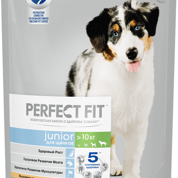 Сухой полнорационный корм PERFECT FIT™ для щенков средних и крупных пород, с курицей, 700г