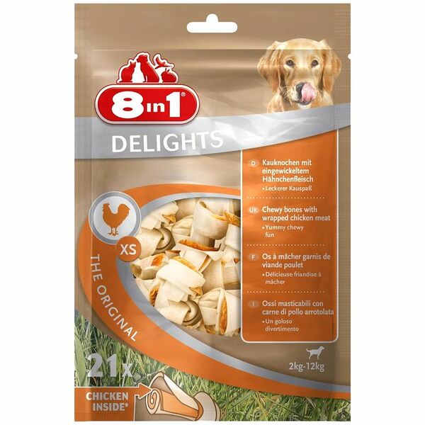 Лакомство Delights XS Косточки с куриным мясом 7.5см для собак мелких пород, 21шт