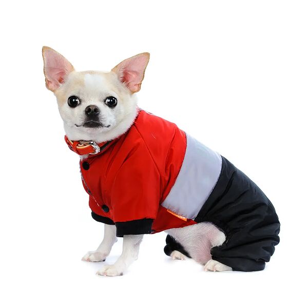 Комбинезон со светоотражающими полосами для собак S красный (унисекс)