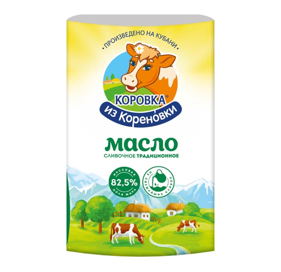 

Масло сладкосливочное 82,5%, «Коровка из Кореновки», 180 г, Россия, БЗМЖ