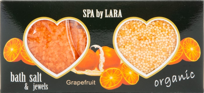 

Подарочный набор Spa by Lara Грейпфрут Соль морская для ванн 160 г, Увлажняющие жемчужины 100 г