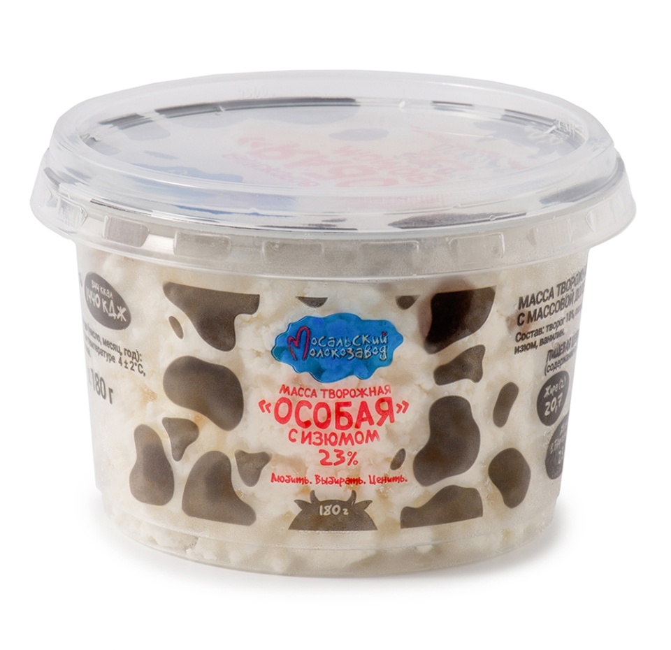 

Масса творожная Мосальский молокозавод Особая с изюмом 23% 180 г