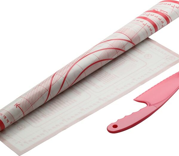 Набор Apollo Genio Ganga Коврик силиконовый для раскатки теста для выпечки + Нож для теста розовый